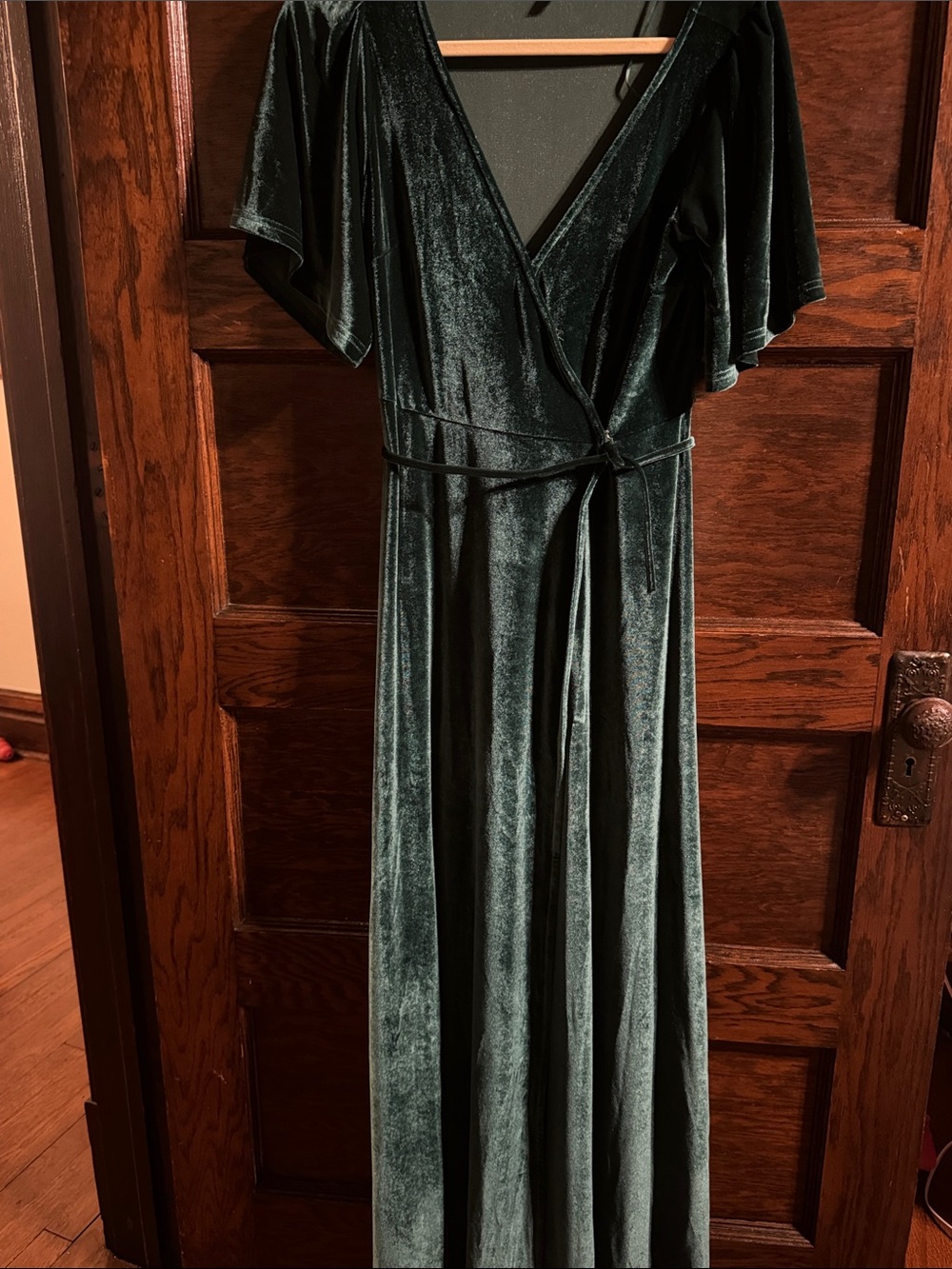 Baltic Born Emerald Green Velvet Wrap Maxi Dress